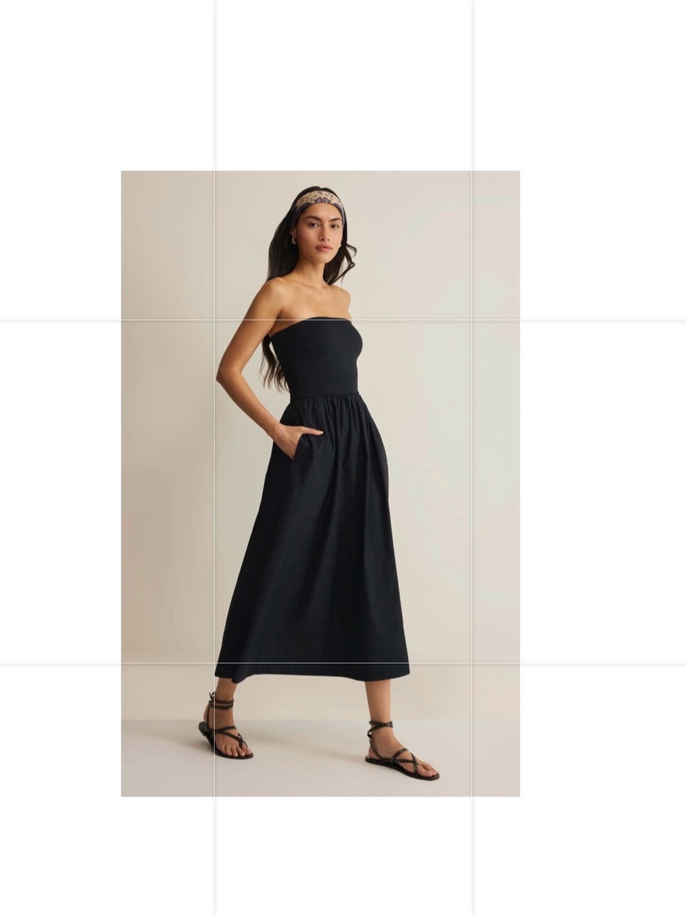 Z Supply Black Strapless Midi Dress with Pockets